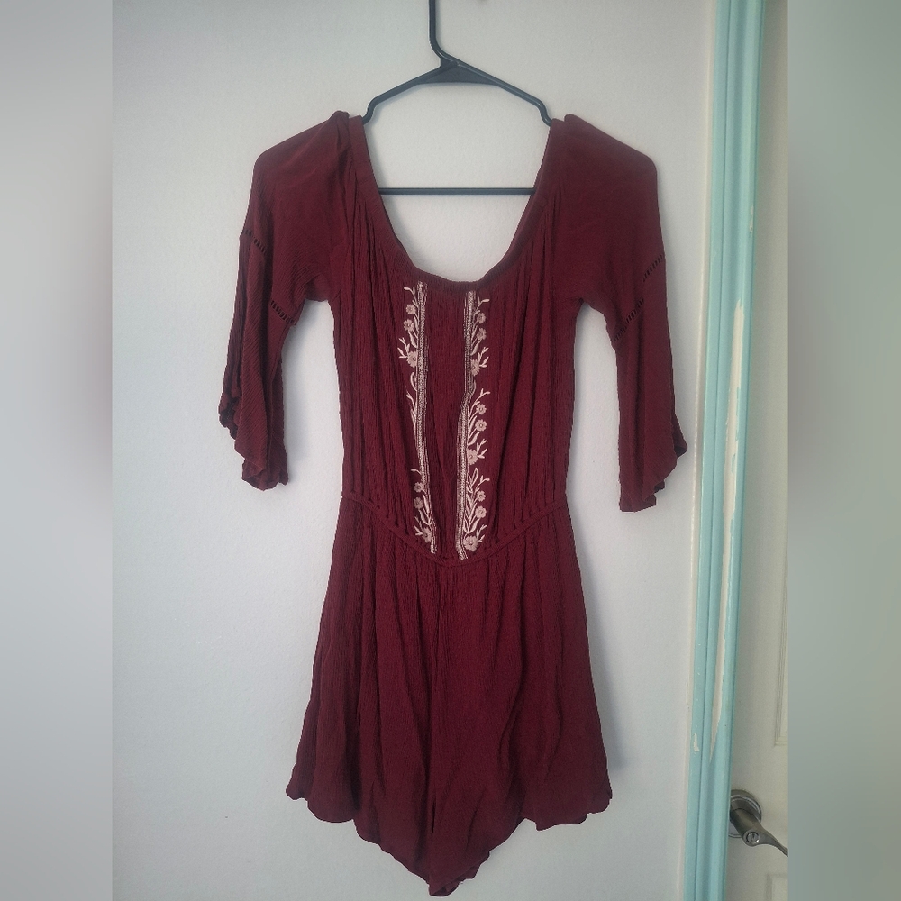 Burgundy Textured Romper